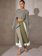 Haute Colorblock Draped Raw Hem Skirt